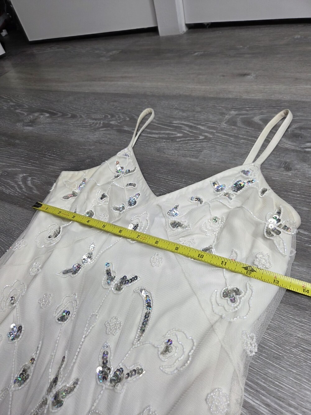 Together White Sequin Beaded Women's Evening Dress Size 6 - Picture 6 of 14